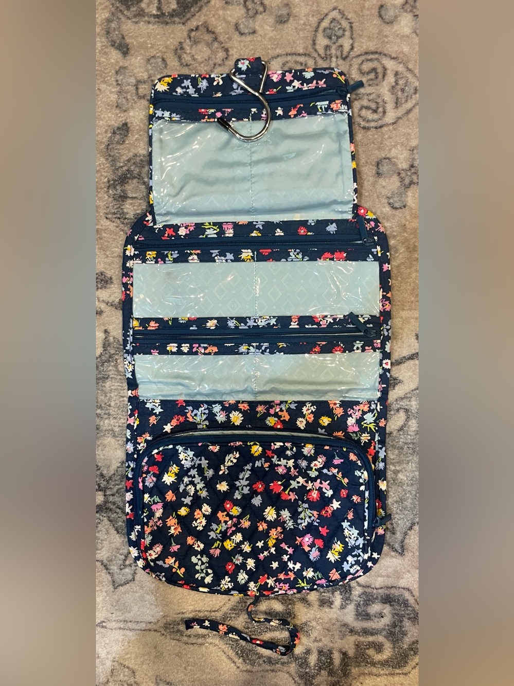 Vera Bradley Scattered Wildflowers Navy Floral Hanging Cosmetic Organizer